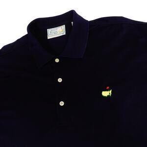 August National Masters Mens Two Ply Mercerized Cotton Blue Golf Polo Shirt XL